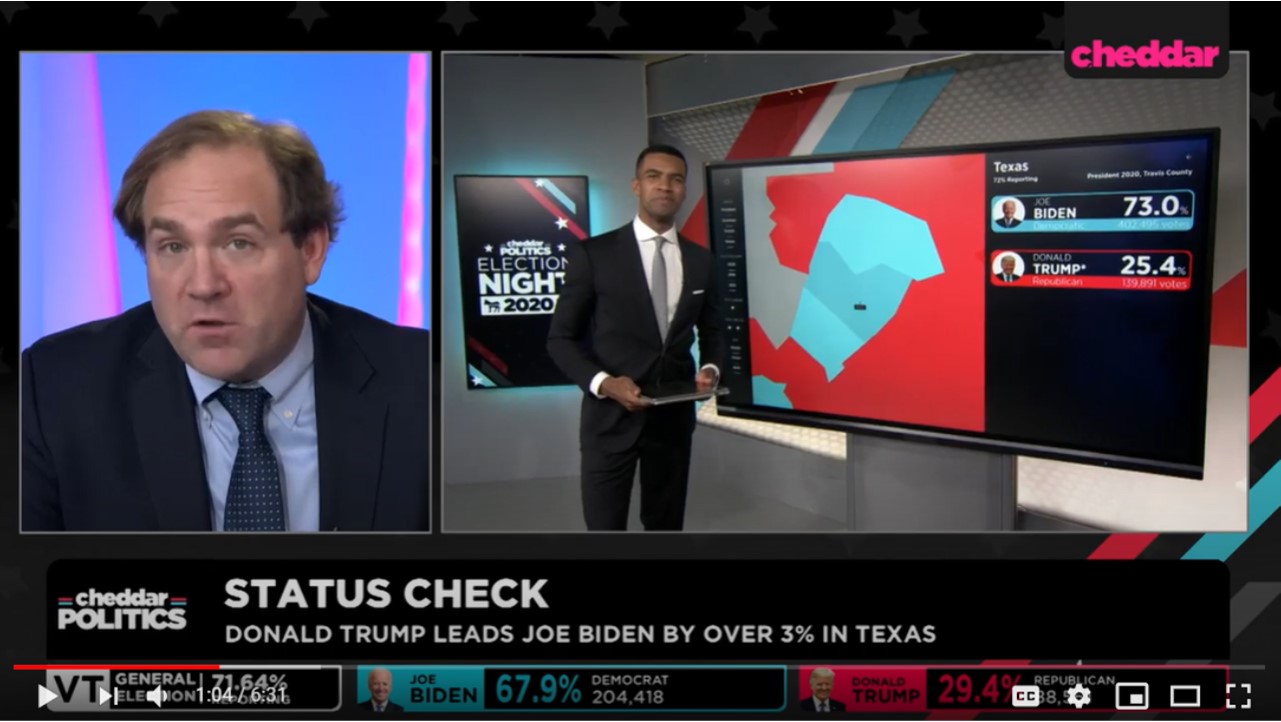 Election Night 2020: Bradley Honan on Cheddar TV to talk Texas results