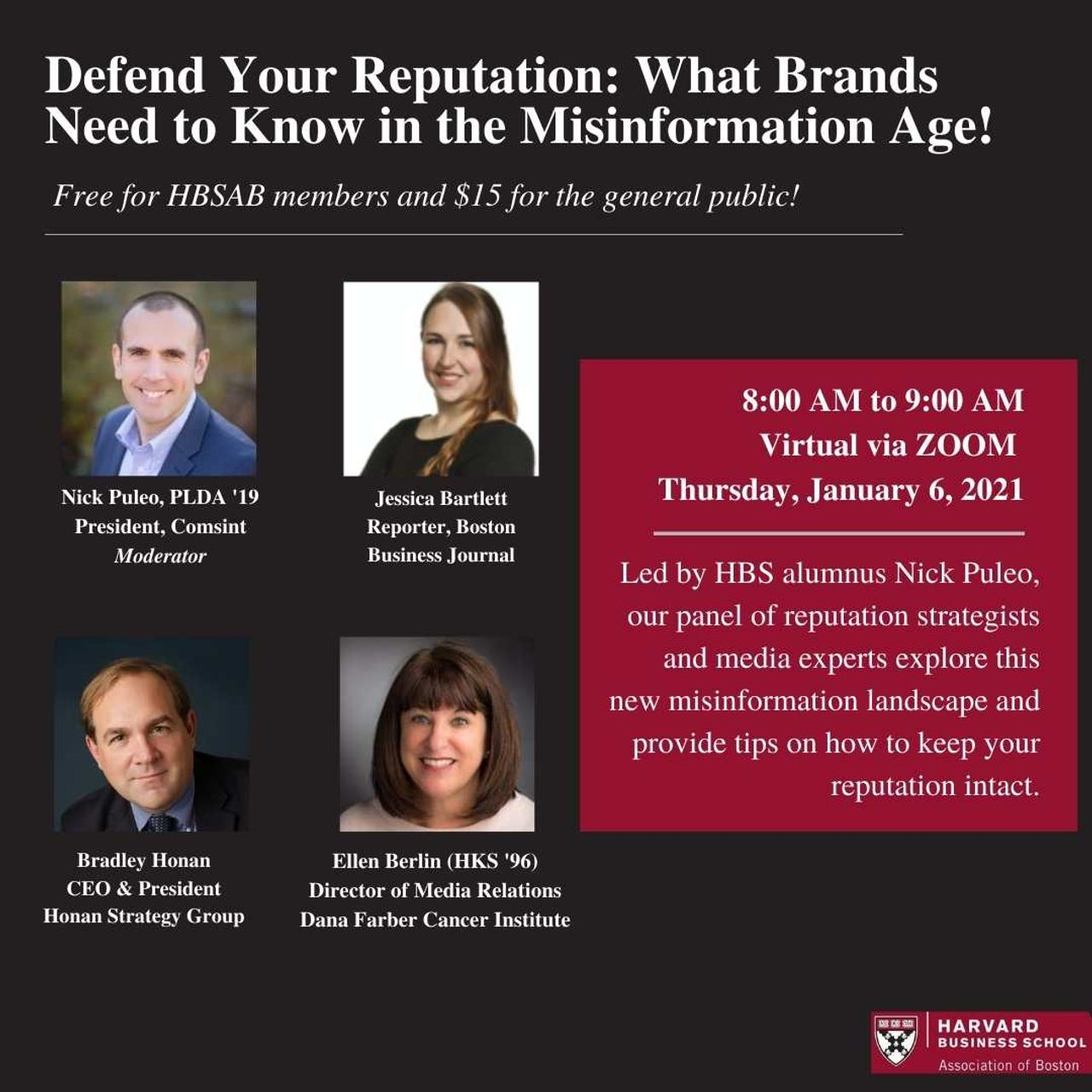 Bradley Honan joins Harvard Business School panel on Building and Protecting Corporate Reputation in an Era of Misinformation